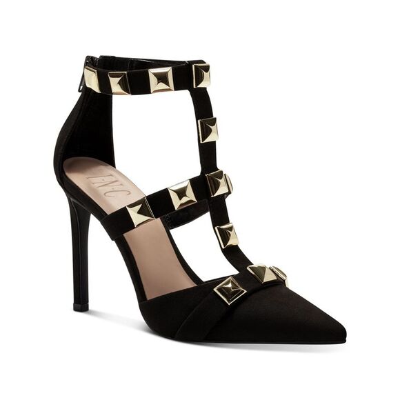 INC Shoes - INC Womens Black Studded Strappy Syndia Pointed Toe Stiletto Pumps Shoes 10.5 M